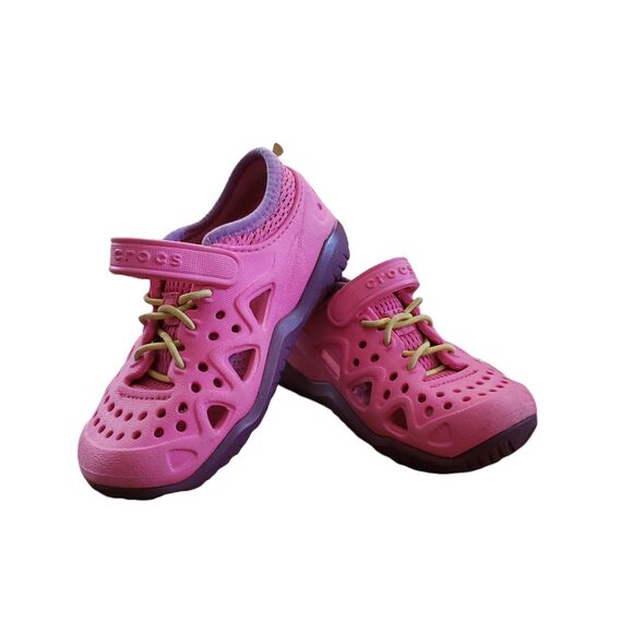 CROCS 204989 Swiftwater Play Shoes Water Sandals Sneakers - Pink + Purple C 10 - Picture 1 of 12